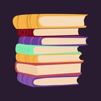 Old magic books stack in flat design. Wizard library and witch handbooks. illustration isolated. vector