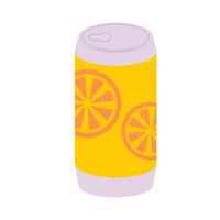 Lemonade in can package in flat design. Fruit juice or sweet soda drink. illustration isolated. vector