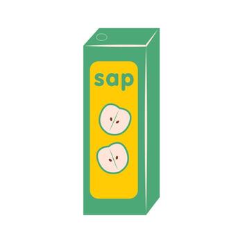 Apple juice in package in flat design. Fruit beverage in cardboard container. illustration isolated. vector