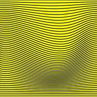 an optical illusion created with black, wavy horizontal lines against a vibrant yellow background. The lines vary in curvature, giving a sense of movement or depth as if the surface is undulating. vector