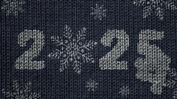Happy new year 2025 welcome. New Year greeting. Changing the numbers of the year 2024 to 2025 on a background with knitted texture. Animation 4k video