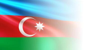 Realistic wavy national Azerbaijan flag with blurred edge vector