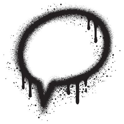 speech bubble graffiti with black spray paint.