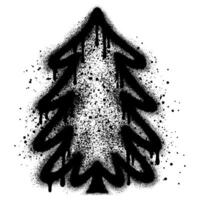 Evergreen tree isolated on white background. Conifer in graffiti style. vector