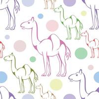 Seamless background with camels with polkadot background. vector