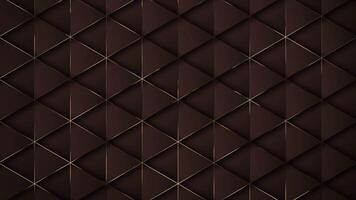 Abstract brown background with gold. chocolate background. 4k luxury geometric background with bronze metallic lines. Graphic ornament motion animation. looping triangle pattern. Simple elegant 3d BG. video