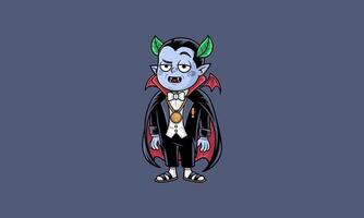 Cute vampire character in formal attire with leaf horns vector