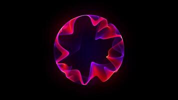 Glowing rotating particle neon 3d sphere in the Universe. Virtual Energy orb. Technology, science, engineering and artificial intelligence background. Pink and blue. Futuristic energy orb. 4k loop. video