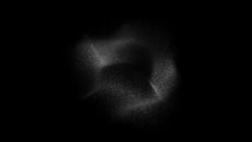 3d render black and white monochrome abstract art looped, repeating. Animation with surreal 3d background with small balls spheres dust particles in turbulence random rotation centre loop video