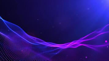 Abstract gradient particle waves seamlessly flowing with soft light and bokeh. Fucsia pink and neon blue digital waves. Technology, engineering, science and artificial intelligence background loop. video