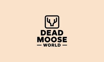 Modern moose logo with minimalist antler icon design vector