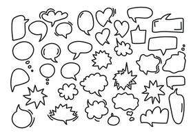 A versatile set of hand-drawn speech bubbles and thought bubbles in various shapes and sizes. vector