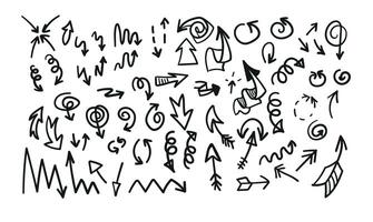A set of hand-drawn brush arrows. The versatile set includes a variety of styles and sizes. vector