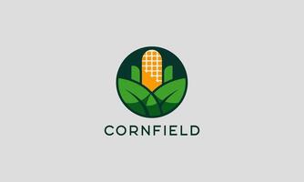 Modern cornfield logo with corn and leaf elements vector