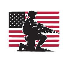 A army man with a gun and a flag vector