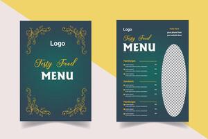 Bi fold food menu design template vector
