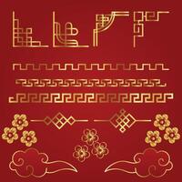 Chines new year ornament set vector