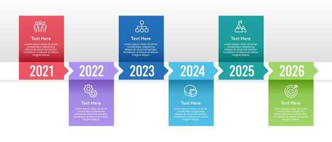 Infographic timeline of 6 important historical business events to success. Business presentation, Plan, Report, Data and Strategy. vector