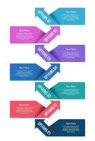 7 Options vertical infographic label and arrows for Presentations. Banners, Report, Posters and Brochures. vector