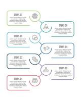 7 Step Vertical Infographic or Options. Simple design, Presentation, Banner, Poster, Plan and Brochure. vector