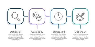 Business infographic template timeline with four element for presentation. Workflow, marketing, plan, marketing and annual report. vector