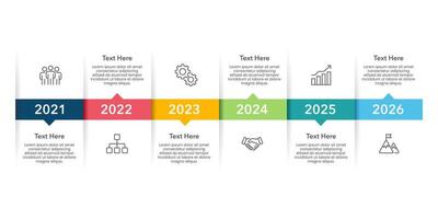 Business Timeline 6 Years Infographic Design Template for Business. Presentation, Milestones, Anniversary, Plan and Project. vector