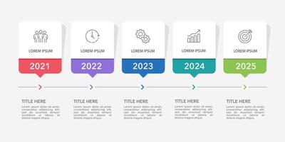 Infographic timeline of 5 important historical business events to success. Business presentation, Plan, Report, Data and Strategy. vector