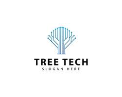 Tree Tech Logo A Conceptual Green Network Technology With Electrical Circuit And Digital Icon vector
