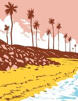 Warm Water Jetty Beach in Carlsbad State Beach California WPA Poster Art vector