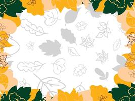 Natural leaf pattern background design with empty space in the middle vector