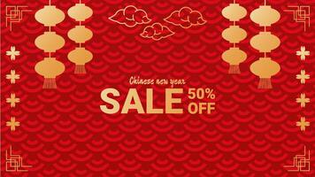 Chinese New Year discount banner red gold. Traditional abstract patterns. Design for online store social network web page. illustration. vector