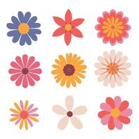 Abstract flowers. Top view of spring flora. Flat illustration on a white background. vector