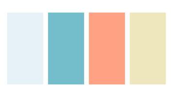 Baby blue, aquamarine, salmon, freesia color palette. Set of bright color palette combination in rgb hex. Color palette for ui ux design. Abstract illustration for your graphic design, banner, poster vector