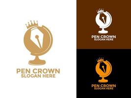King Pen Globe logo design , signature logo design template vector