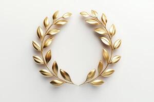 This is a highresolution digital artwork showcasing a stunning gold laurel wreath, which is ideal for use in awards, medals, and as decorative elements in various design projects photo