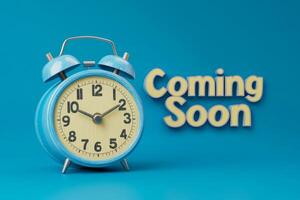 This charming vintage alarm clock with a Coming Soon message is ideal for promoting your new products or website placeholders, evoking nostalgia and excitement among your audience photo