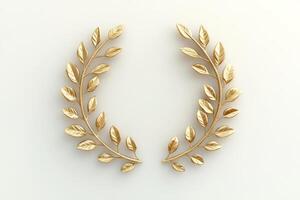 This is a highresolution digital artwork that beautifully showcases a stunning golden laurel leaf design, which is ideal for use in various awards or as decorative pieces in elegant settings photo