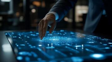 Modern offices now rely on advanced technology as employees engage with digital interfaces, highlighting the shifts transforming traditional workplaces into more innovative, efficient spaces photo