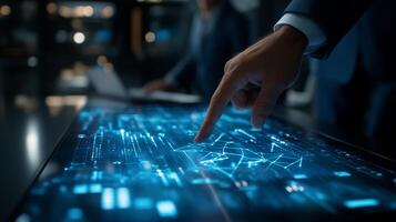 Modern offices effectively promote team collaboration by utilizing advanced technology, which fosters innovative and sustainable solutions that contribute to a healthier future for everyone involved photo