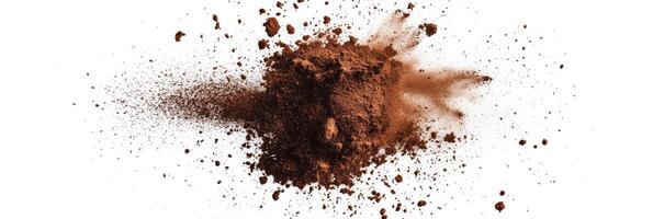 An abstract representation of a dramatic dust explosion, vividly showcasing flying dirt and particles throughout the scene, creating a strong sense of motion and significant environmental impact photo