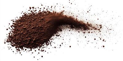 A dynamic visual shows brown powder resembling dirt or dust, evoking concepts like pollution, sandstorms, and abstract representations of familiar natural landscapes in the environment photo