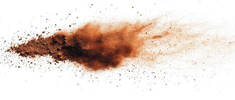 Experience a stunning brown dust explosion that offers a mesmerizing abstract effect, perfect for representing themes like movement, pollution, or natural phenomena in various design projects photo