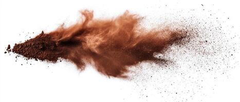 An artistic depiction of a captivating brown dust explosion, highlighting earthy tones, textures, and intricate details that evoke dynamic motion and incorporate various environmental elements photo