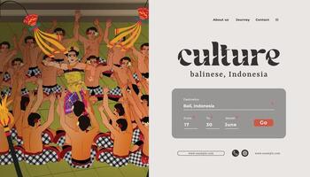 website landing page template idea with Indonesia Bali Kecak dancer design illustration vector