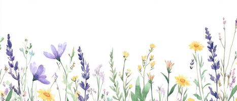 A beautifully crafted watercolor wildflower design that showcases an array of lovely pastel flowers along with eucalyptus leaves, making it perfect for a variety of textiles and home decor purposes photo