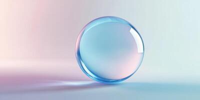 A delicate, beautifully transparent sphere is gently resting on a soft, colorful gradient backdrop that captivates photo