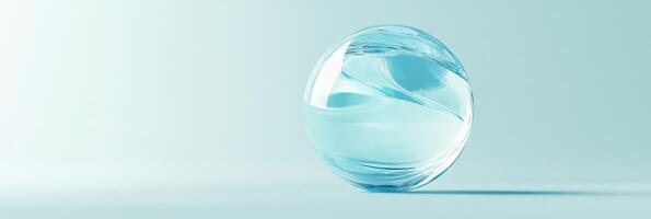 A sleek and shiny transparent sphere that reflects light beautifully, all set against a soft pastel background photo