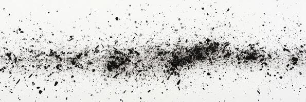 This captivating abstract artwork features an intriguing textured black spray effect, skillfully showcasing a striking gradient of grains and dots set against a clean white background photo