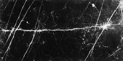 A richly textured black surface, prominently marred by countless scratches, layers of dust, and an artistic vintage film effect, all combining to create a striking and intriguing grunge aesthetic photo