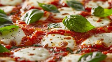 Indulge in an incredibly flavorful vegan Margherita pizza that is generously topped with fresh basil and creamy mozzarella alternatives. This dish is perfect for any true pizza lover out there photo
